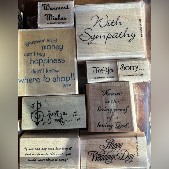 WOODEN RUBBER STAMP SAYINGS Set of 21 - Picture 5 of 5
